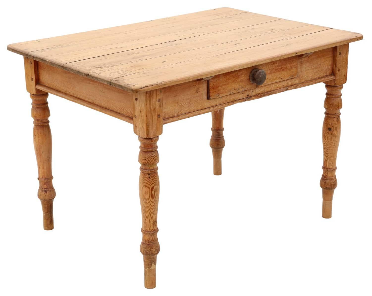 Antique farmhouse scrub top kitchen dining table with drawer 19th Century For Sale 2