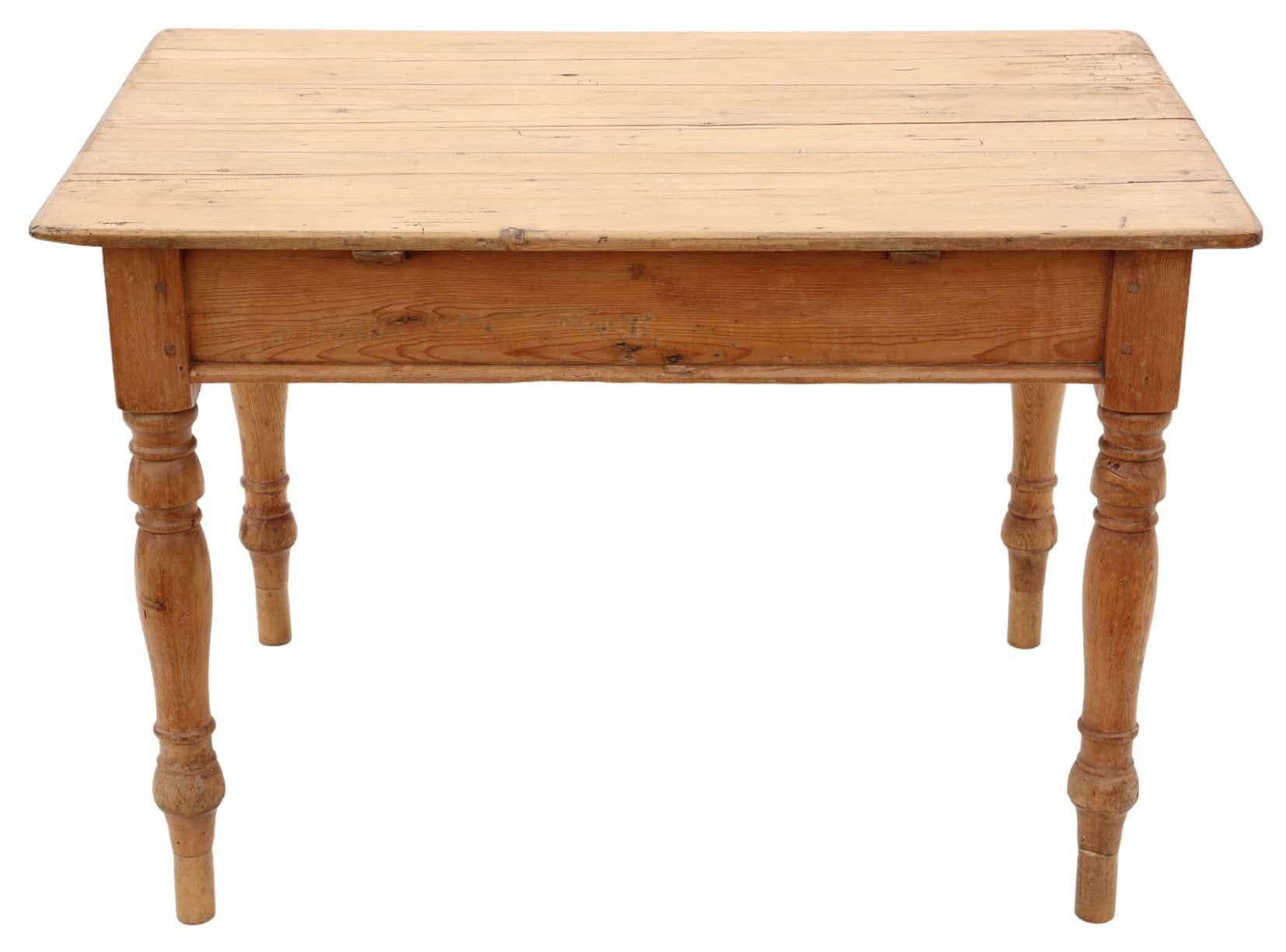 Antique farmhouse scrub top kitchen dining table with drawer 19th Century For Sale 3