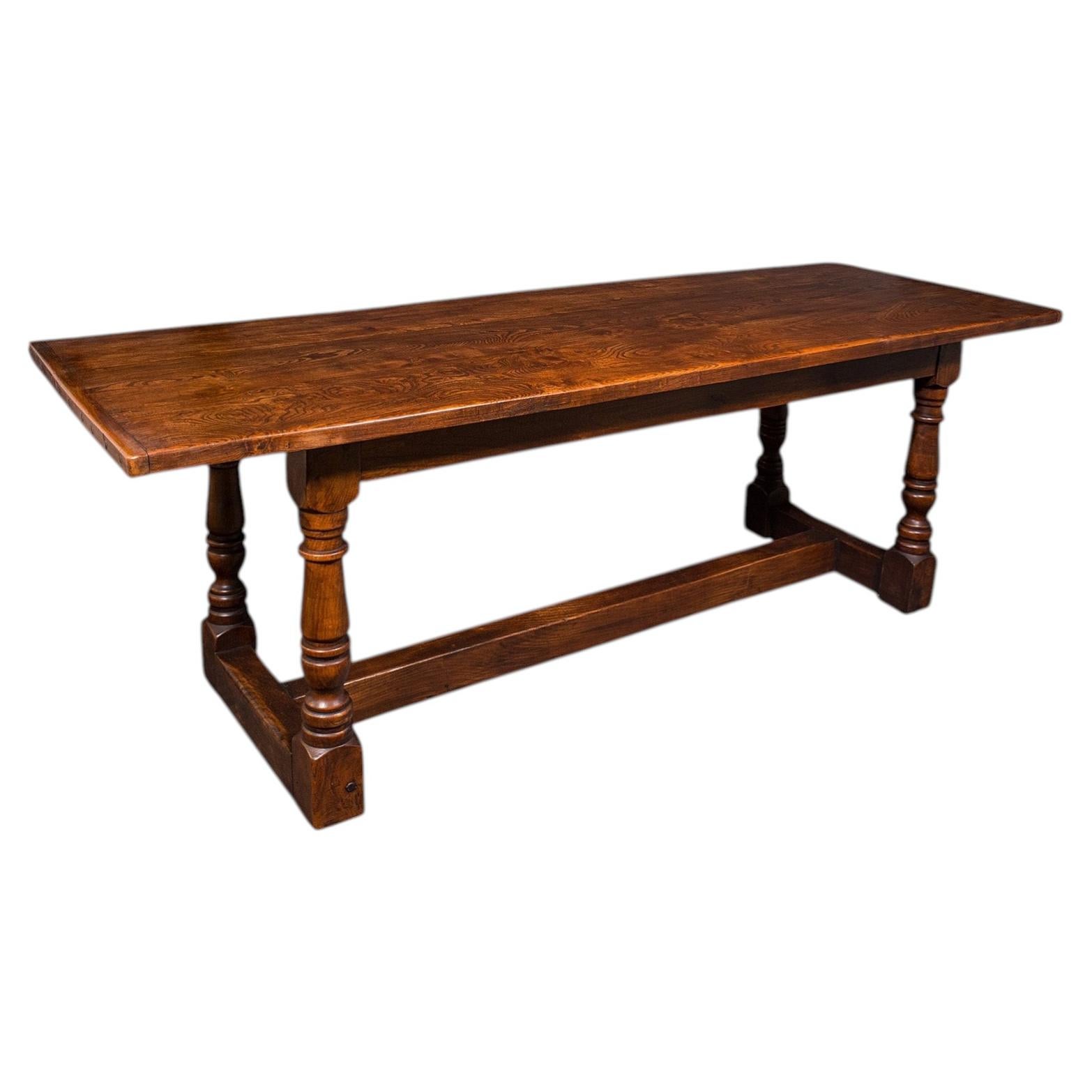 Antique Farmhouse Table, English, Elm, Country Kitchen, Dining, Victorian, 1880