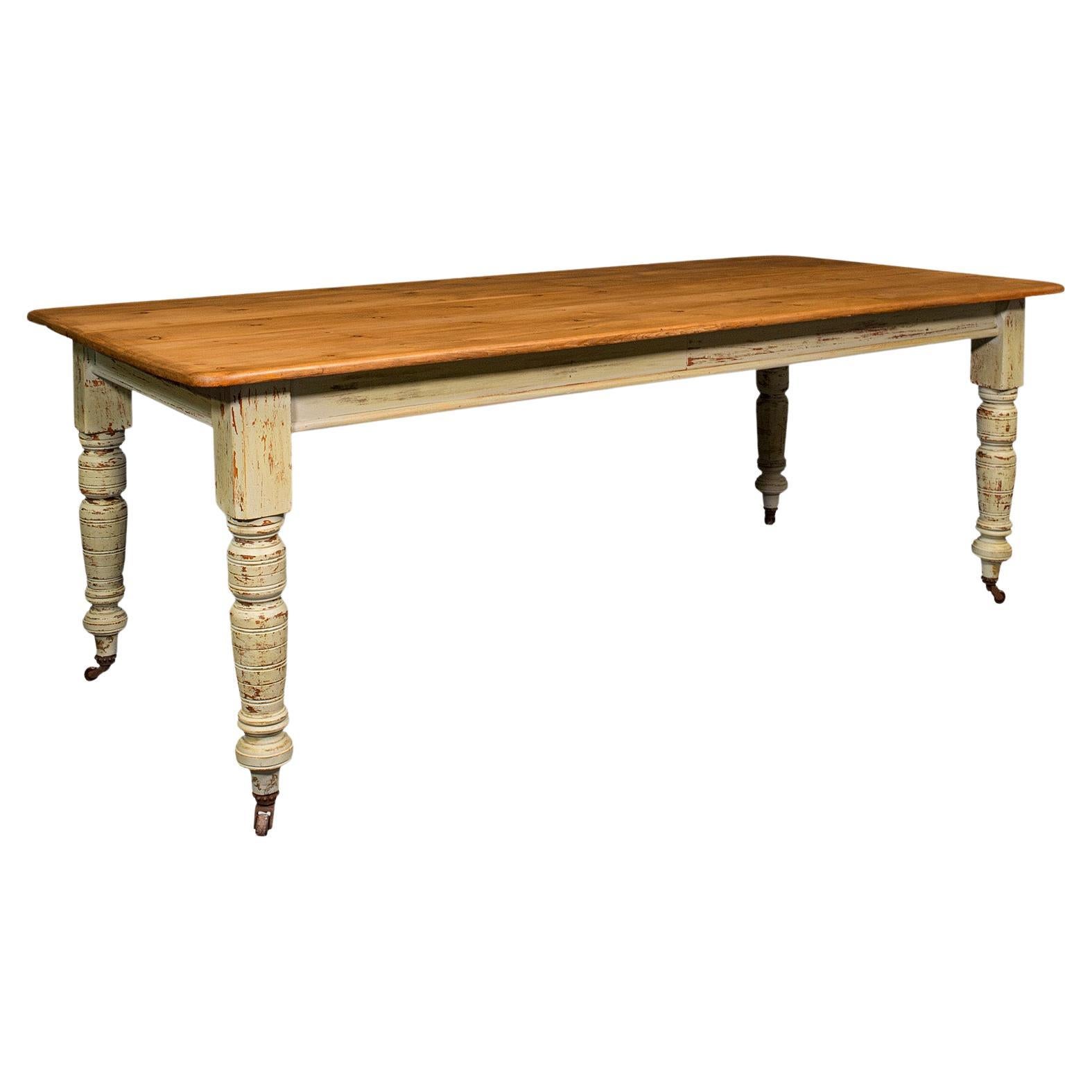 Antique Farmhouse Table, English, Pine, 6 Seat, Dining, Kitchen, Victorian, 1900 For Sale