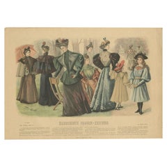 Antiker Modedruck aus Deutschland mit einer Gruppe von Damen, 1894