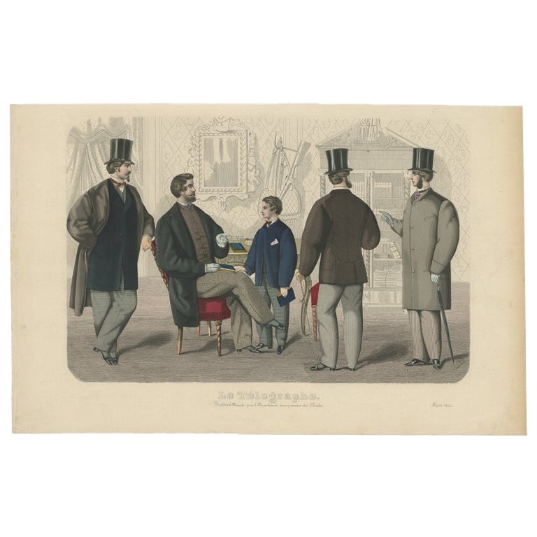 Impression de mode ancienne d'hommes et de femmes illustrant les tendances de la mode de 1865