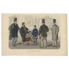 Impression de mode ancienne d'hommes et de femmes illustrant les tendances de la mode de 1865