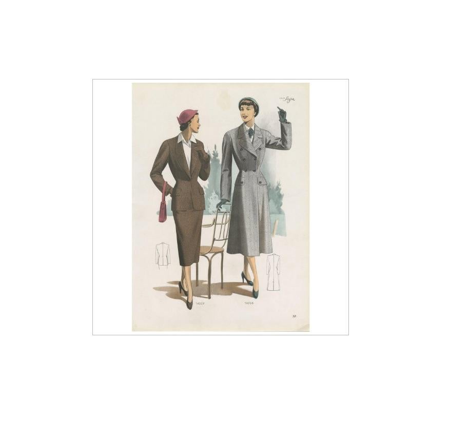 Vintage Fashion Print ‘Pl. 14207’ Published in Ladies Styles, 1951 In Good Condition For Sale In Langweer, NL