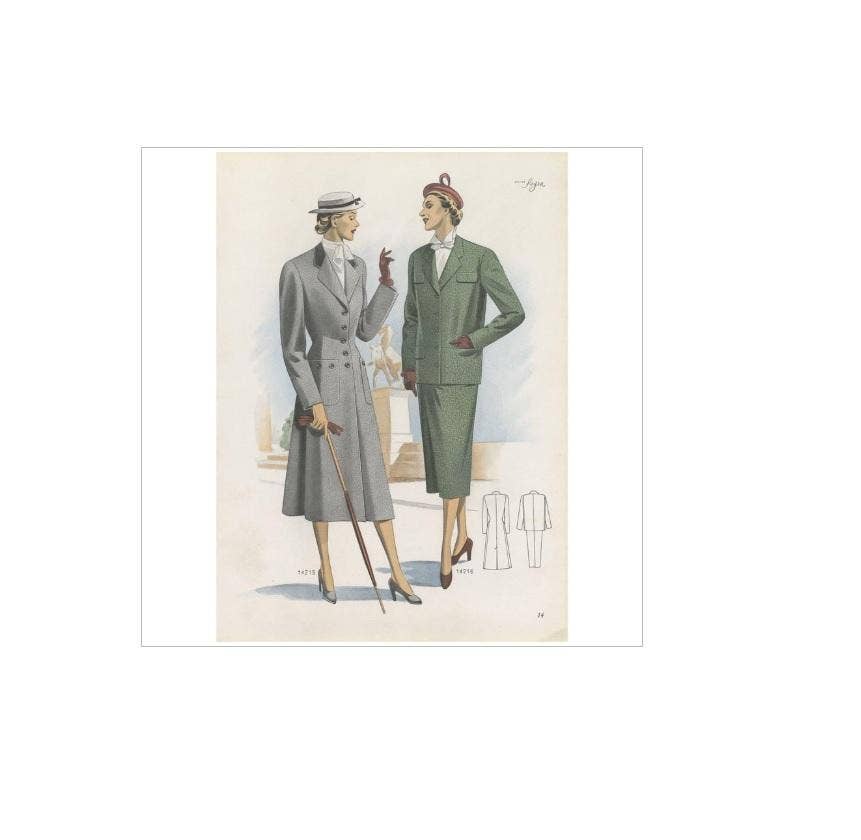 Vintage Fashion Print 'Pl. 14215' Published in Ladies Styles, 1951