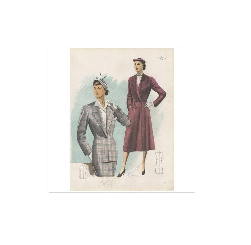 Vintage Fashion Print 'Pl. 14219' published in Ladies Styles, 1951
