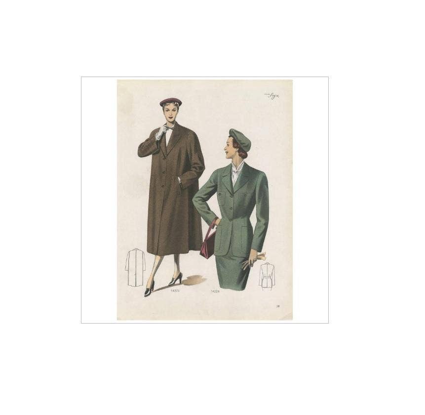 Antique Fashion Print , Published in Ladies Styles, 1951
