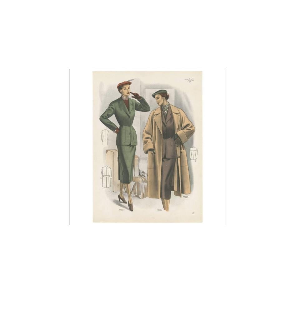 Untitled fashion or costume print. This print originates from Ladies Styles published in the winter of 1952. Published by Sogra, Editions de Mode, Vienna.