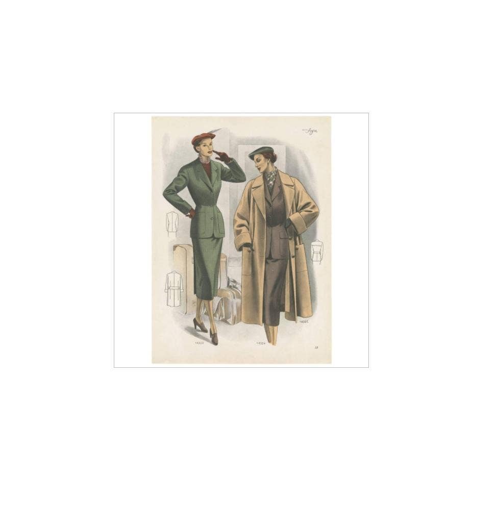Vintage Fashion Print 'Pl. 14323' Published in Ladies Styles, 1952