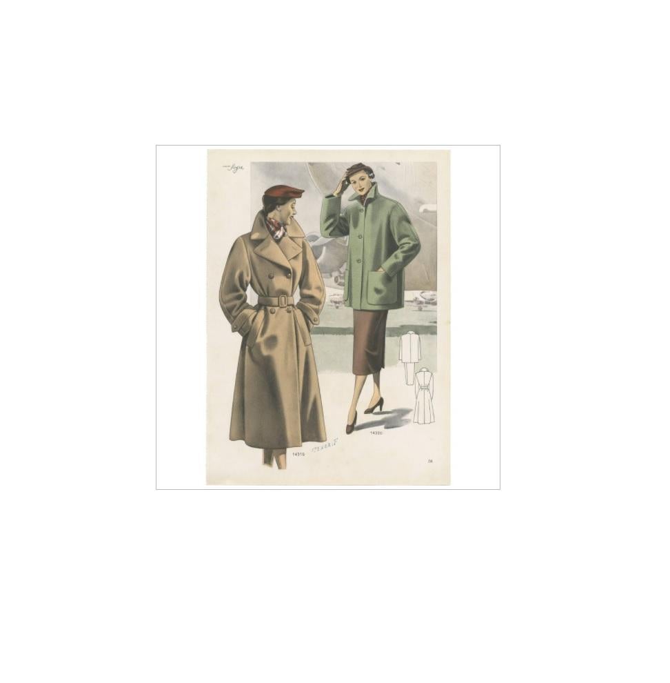 20th Century Vintage Fashion Print 'Pl.14319' Published in Ladies Styles, 1952 For Sale