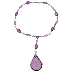 Antique Faux Amethyst Paste Necklace 1920's