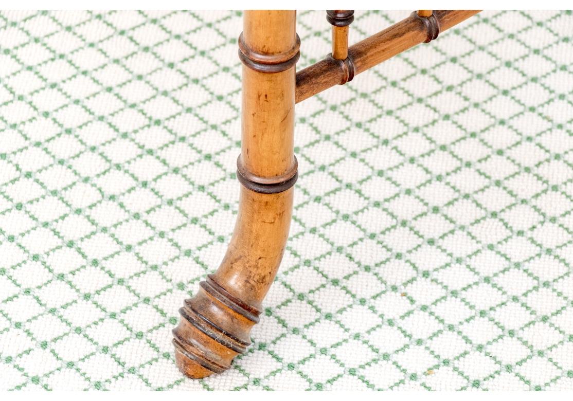 Antique Faux Bamboo And Birdseye Maple Triangular Drop Leaf Gate Leg Table For Sale 5