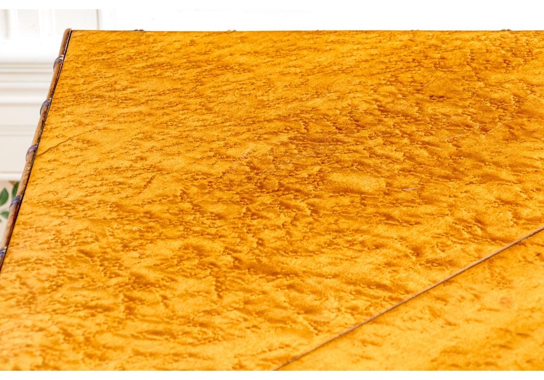 Antique Faux Bamboo And Birdseye Maple Triangular Drop Leaf Gate Leg Table For Sale 7