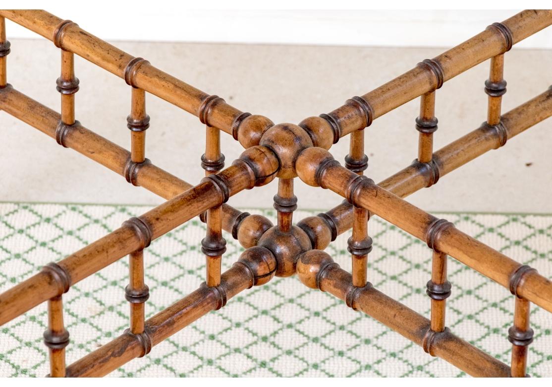 Chinese Chippendale Antique Faux Bamboo And Birdseye Maple Triangular Drop Leaf Gate Leg Table For Sale