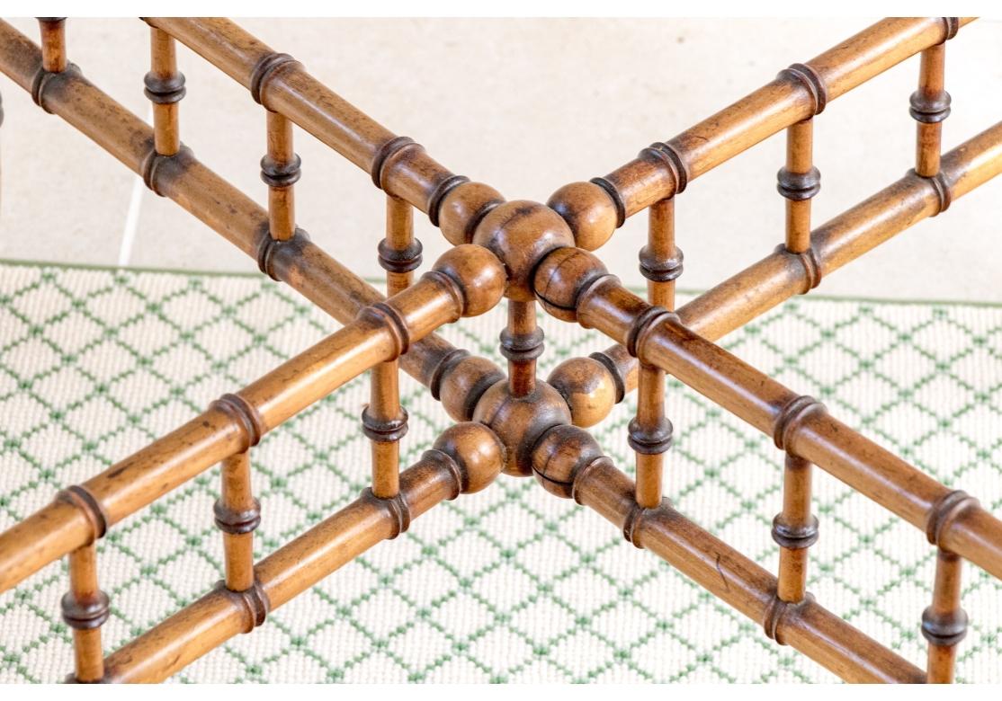 Antique Faux Bamboo And Birdseye Maple Triangular Drop Leaf Gate Leg Table In Fair Condition For Sale In Bridgeport, CT