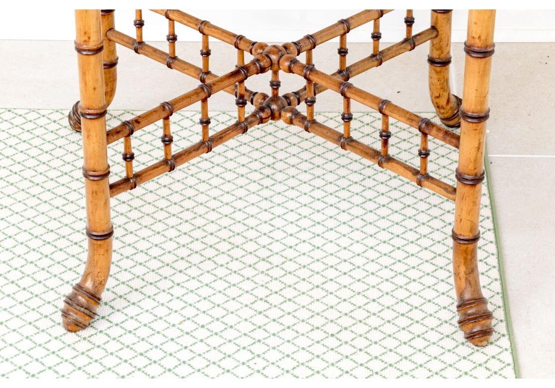 Antique Faux Bamboo And Birdseye Maple Triangular Drop Leaf Gate Leg Table For Sale 4