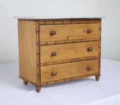 Antique Faux Bamboo Apprentice Box, Marble Top