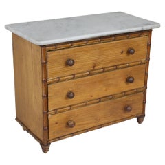 Antique Faux Bamboo Apprentice Box, Marble Top