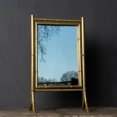 ANTIQUE FAUX BAMBOO BRASS DRESSING TABLE MIRROR, C. 1900's