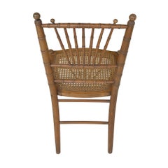 Antique Faux Bamboo & Cane Chair, 19th-Century Chinoiserie Style