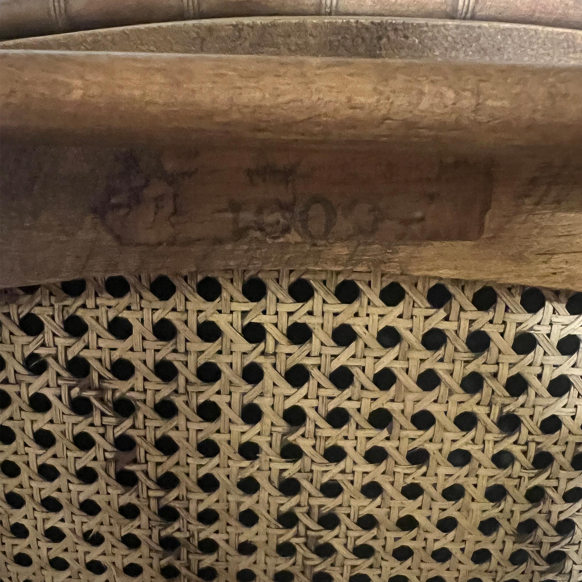 Canna Antique Faux Bamboo & Cane Chair, 19th-Century Chinoiserie Style in vendita