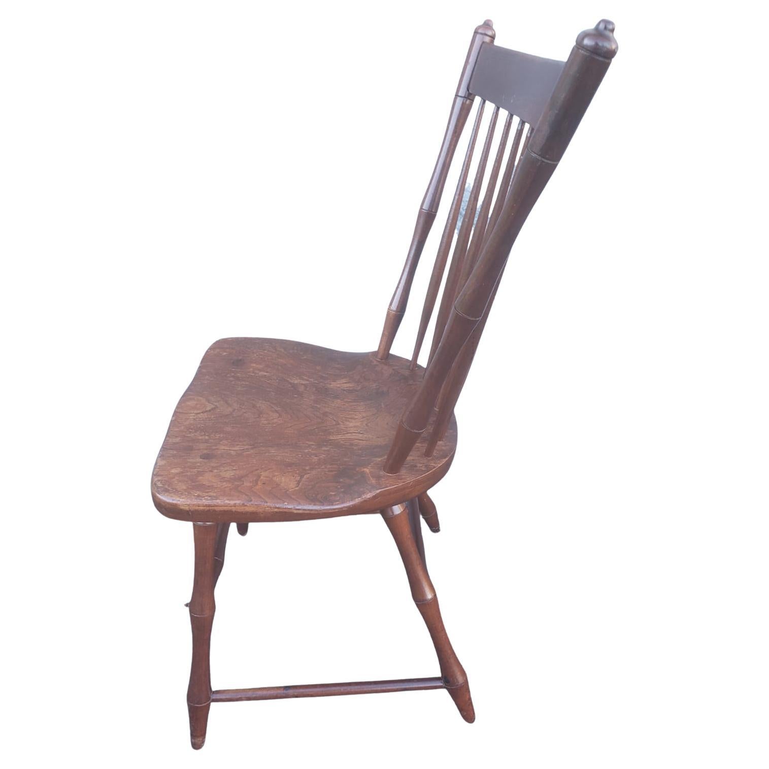 American Colonial Antique Faux Bamboo Cherry Windsor Chair by Harden, Circa 1800s