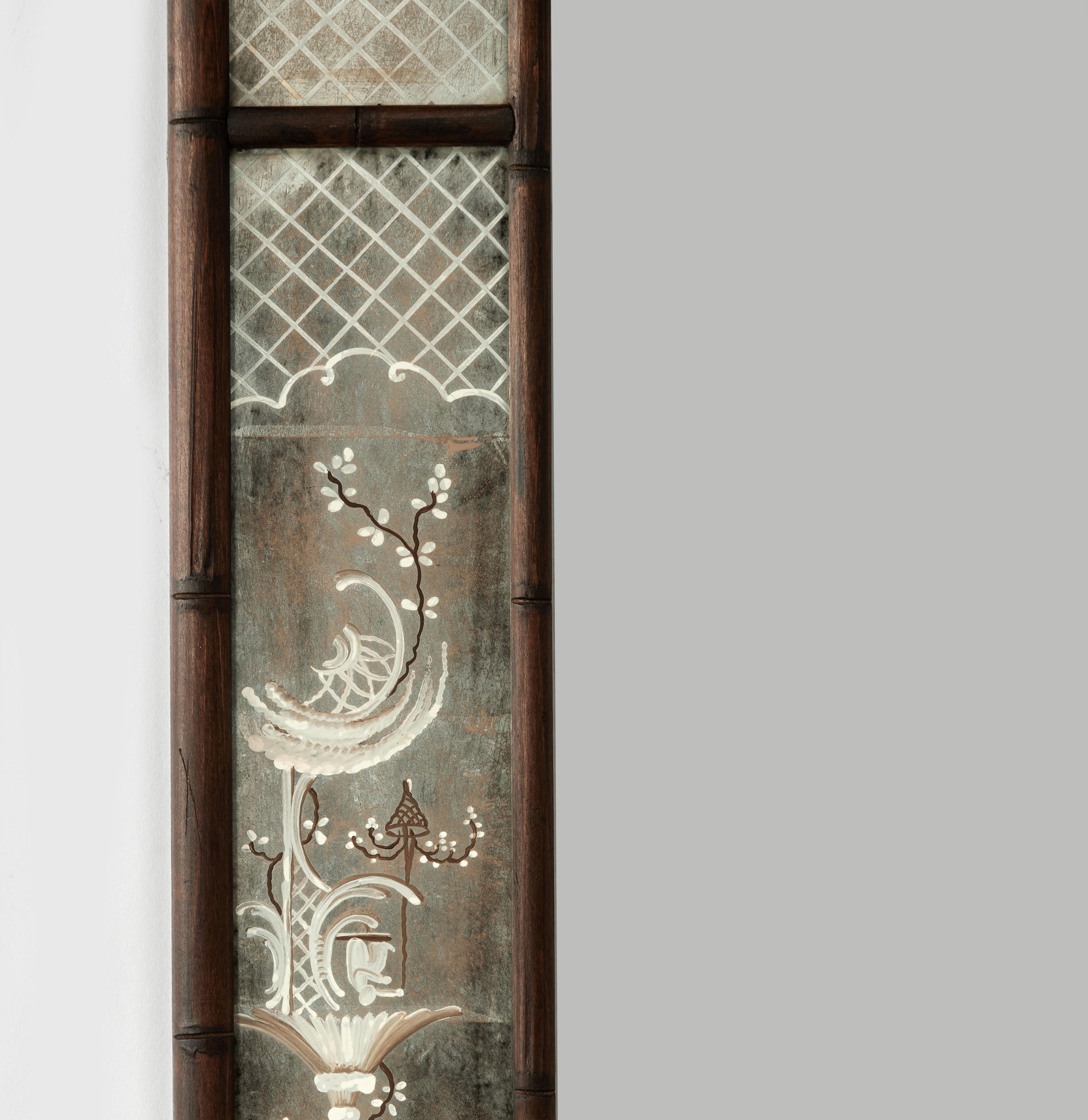 Antike Faux Bamboo Chinoiserie Wandspiegel im Zustand „Gut“ im Angebot in Palm Beach, FL