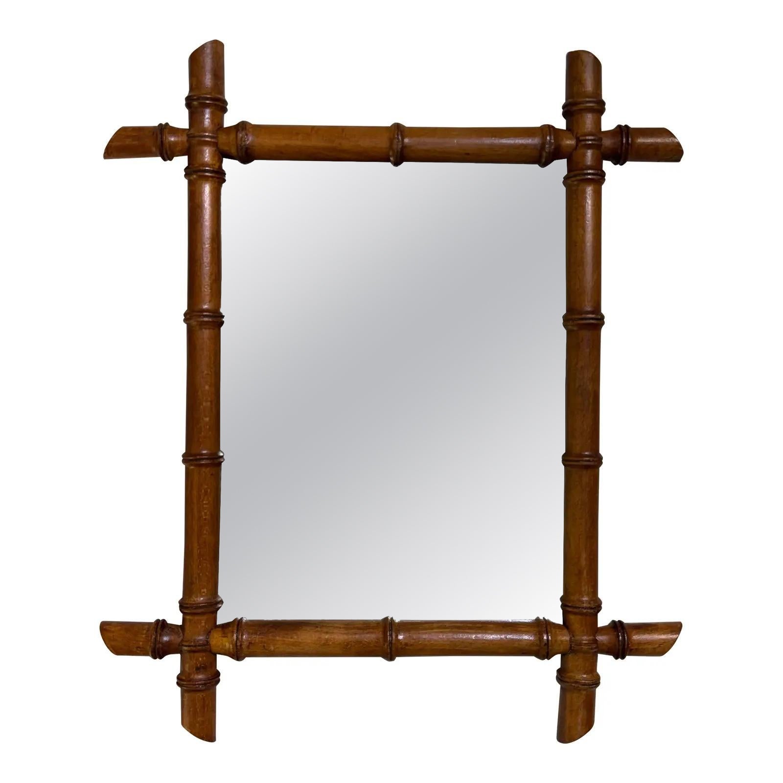 Antique Faux Bamboo Mirror For Sale