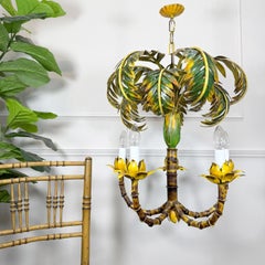 Antique Faux Bamboo Palm Leaf Chandelier