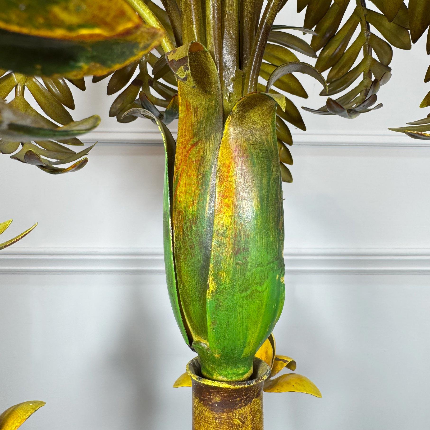 Fatto a mano Lampadario antico a foglie di palma in finto bambù in vendita