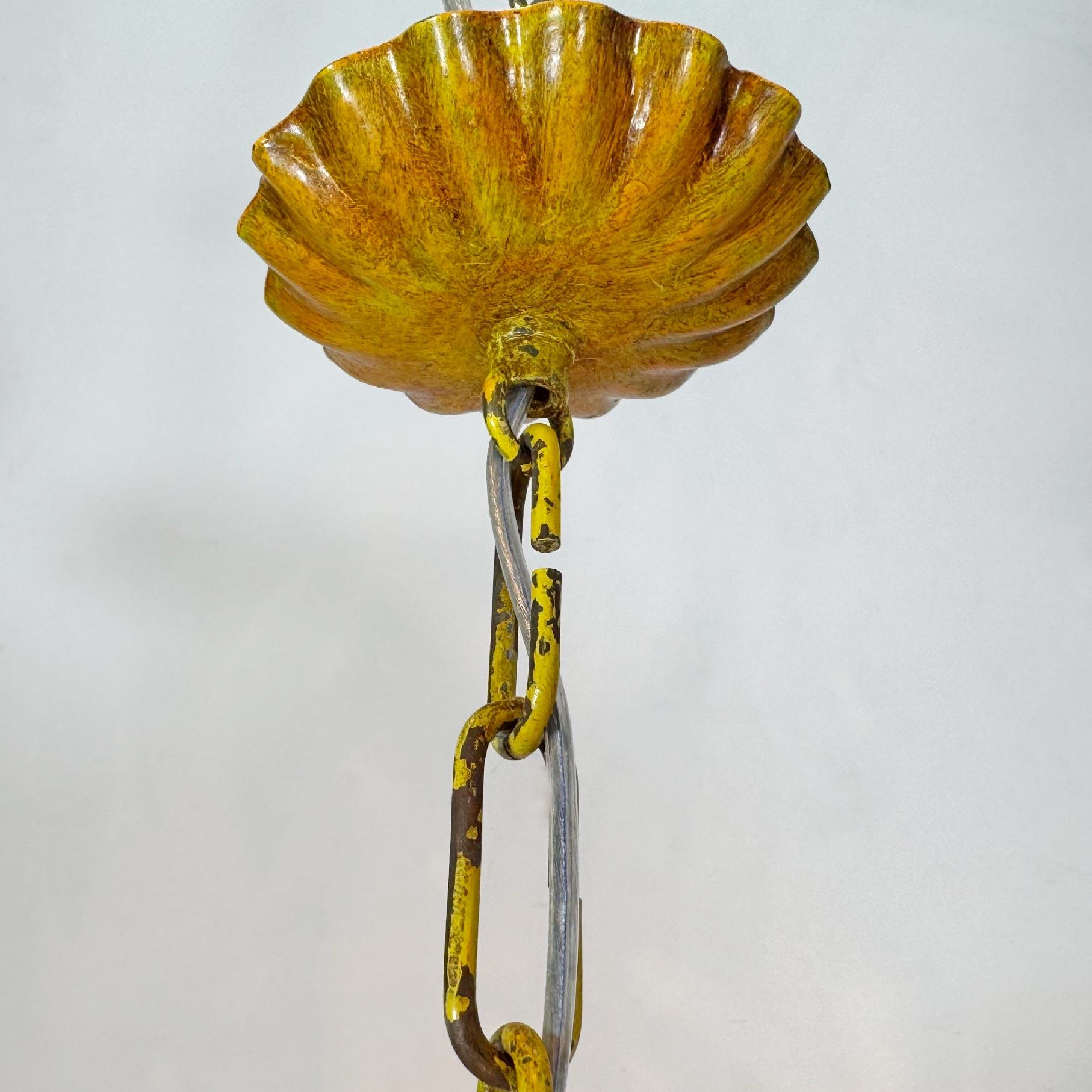 Lampadario antico a foglie di palma in finto bambù in vendita 1