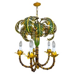 Antique Faux Bamboo Palm Leaf Chandelier