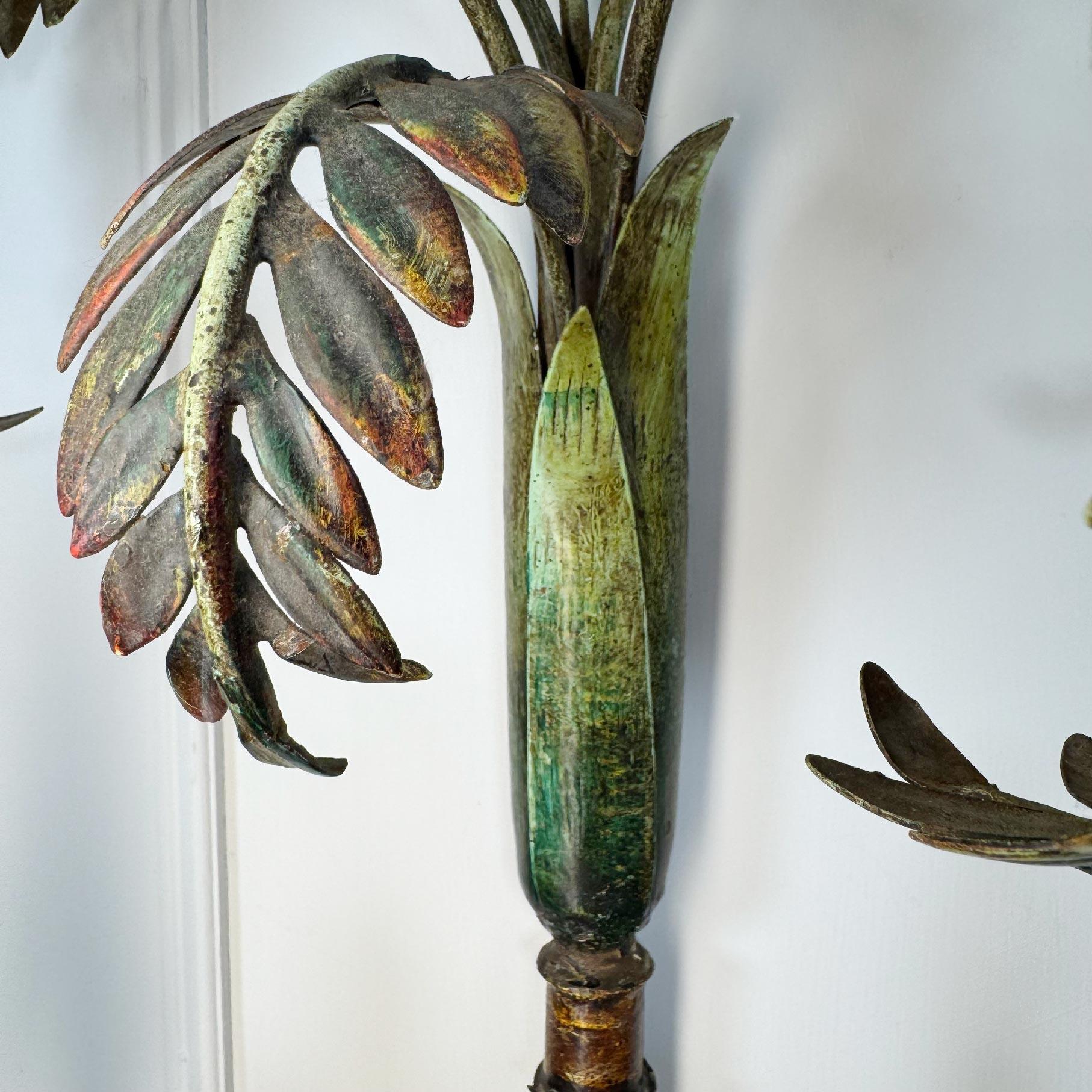 20ième siècle Applique ancienne en faux bambou à feuilles de palmier France 1930 en vente