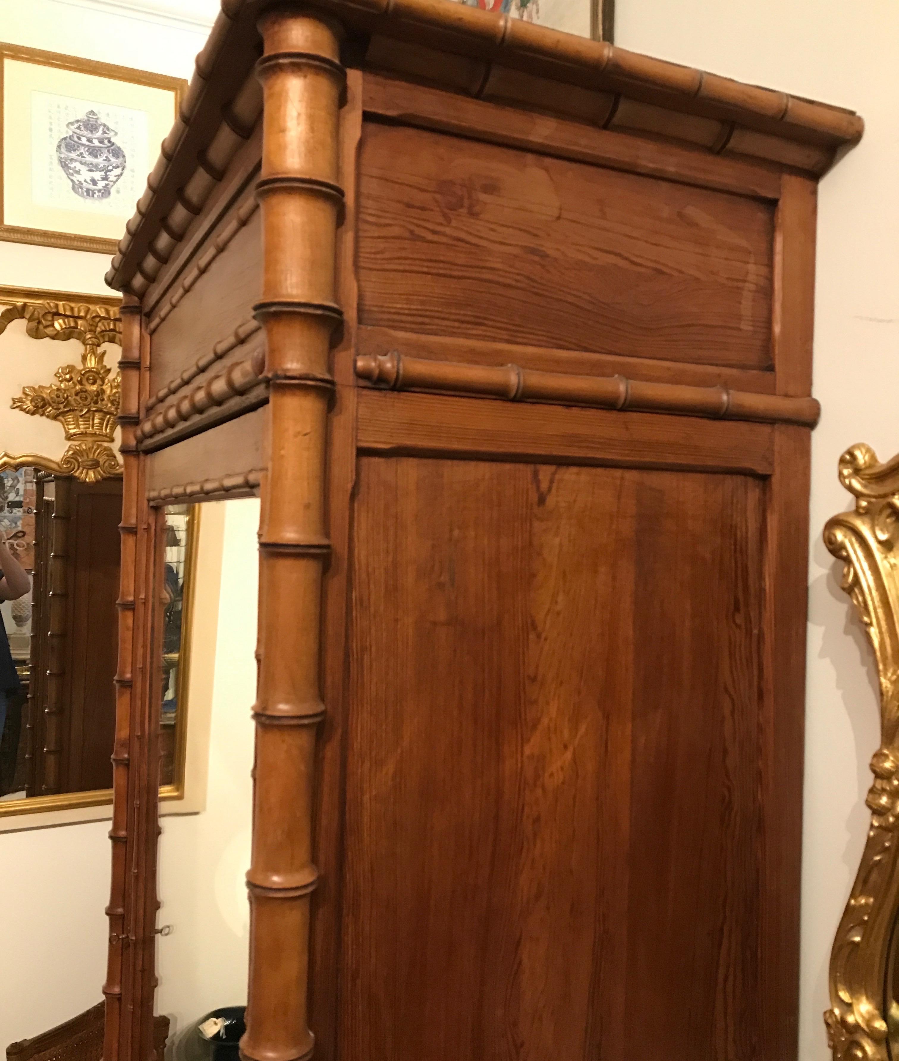 19th Century Antique Faux Bamboo Single Door Armoire/Cupboard