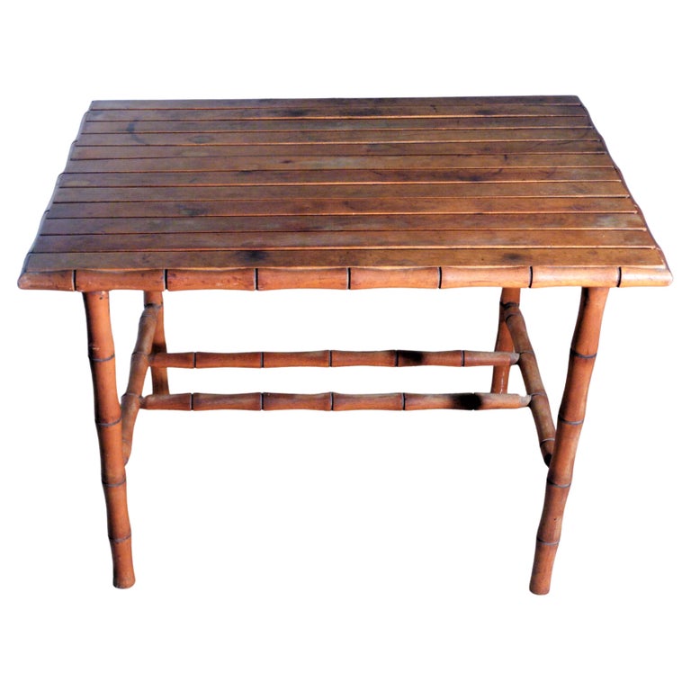 Faux Bamboo Hardwood Table, circa 1930 For Sale at 1stDibs