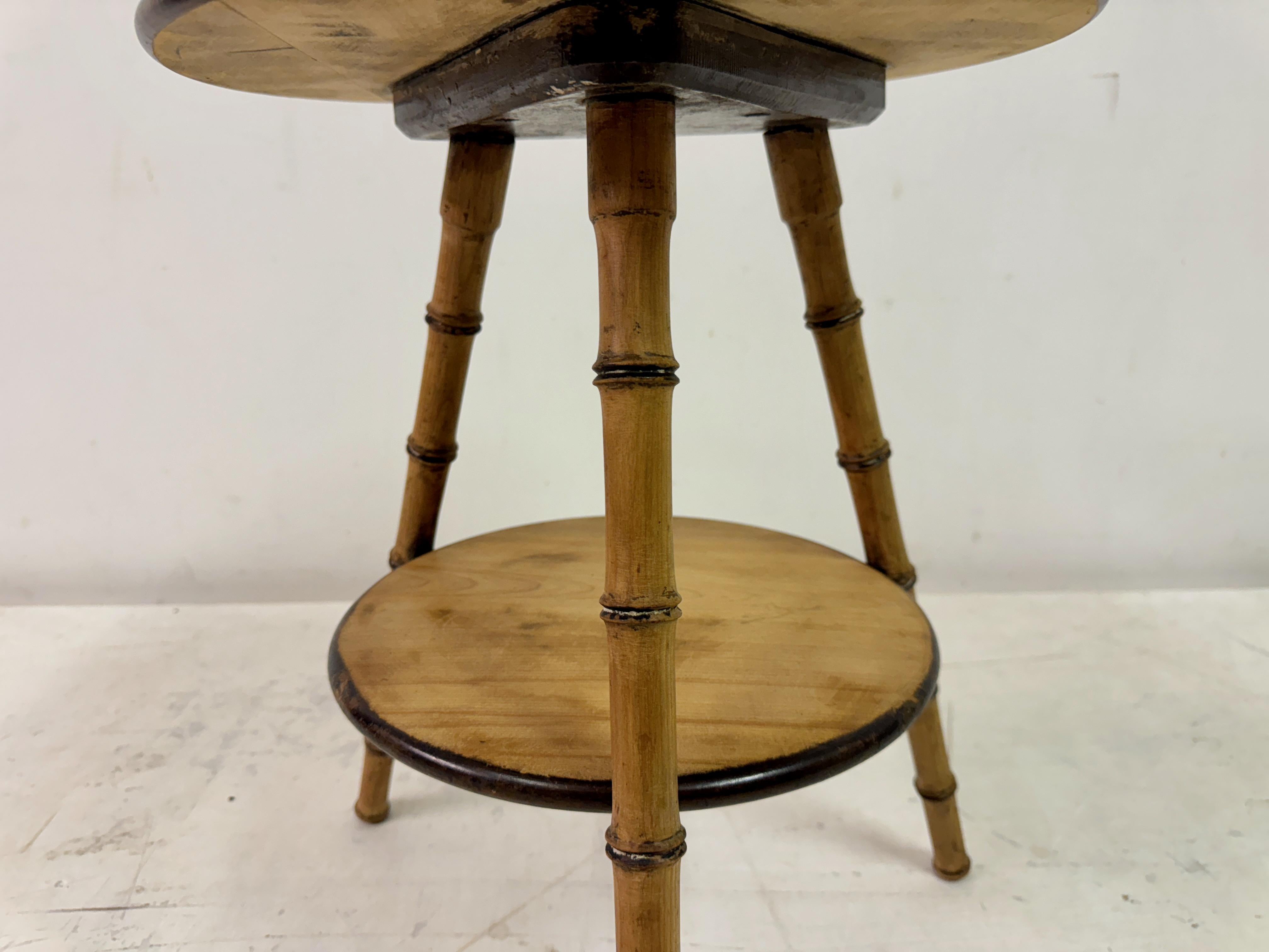 Antique Faux Bamboo Two Tier Side Table 3