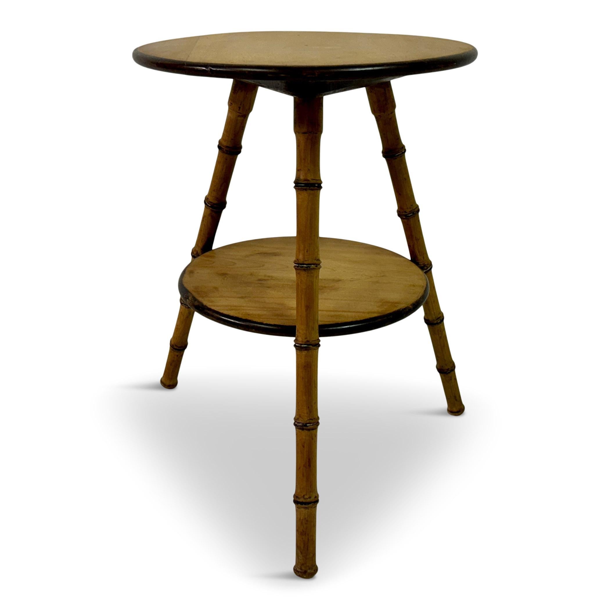 Antique Faux Bamboo Two Tier Side Table 4