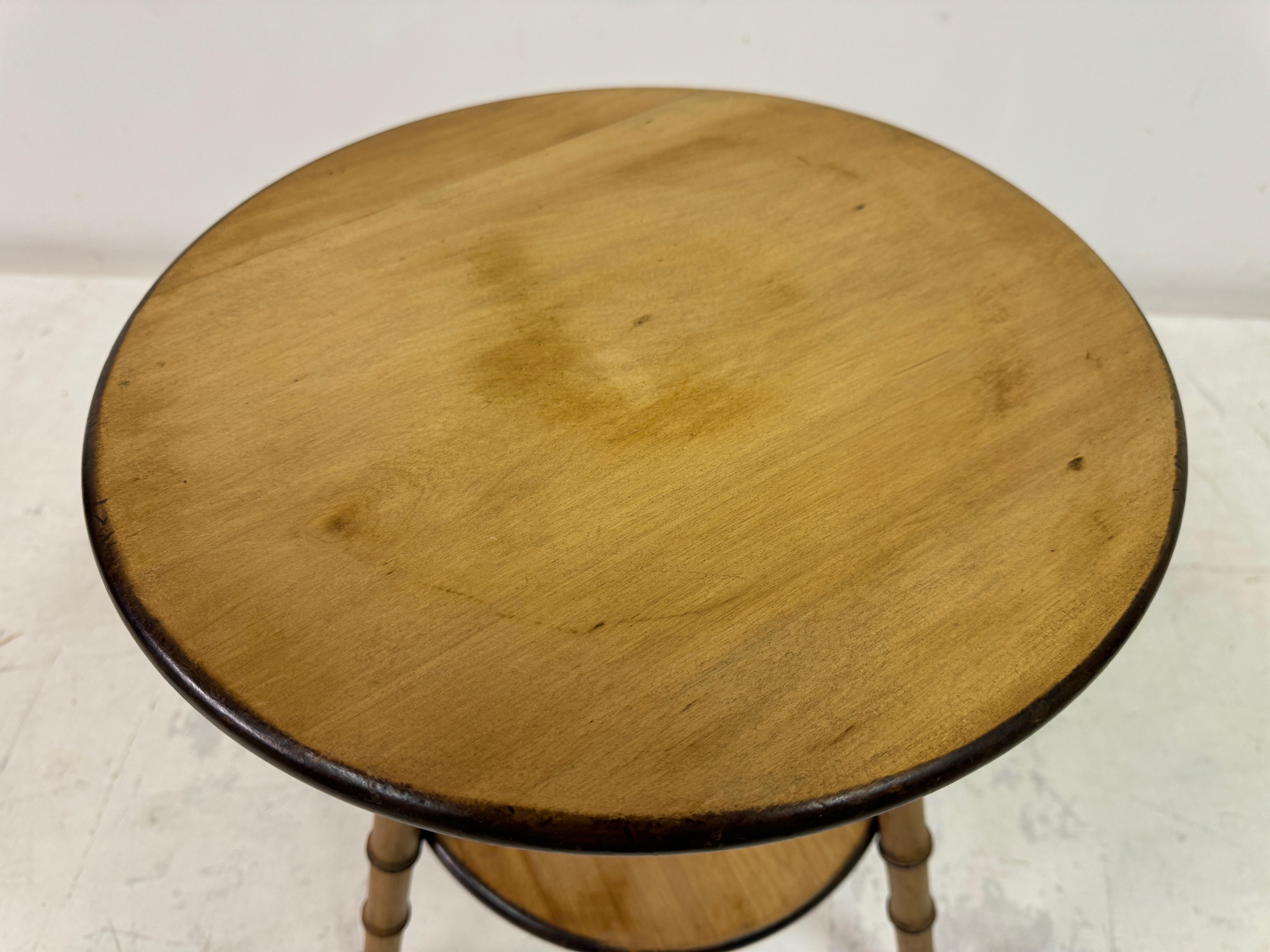 British Antique Faux Bamboo Two Tier Side Table