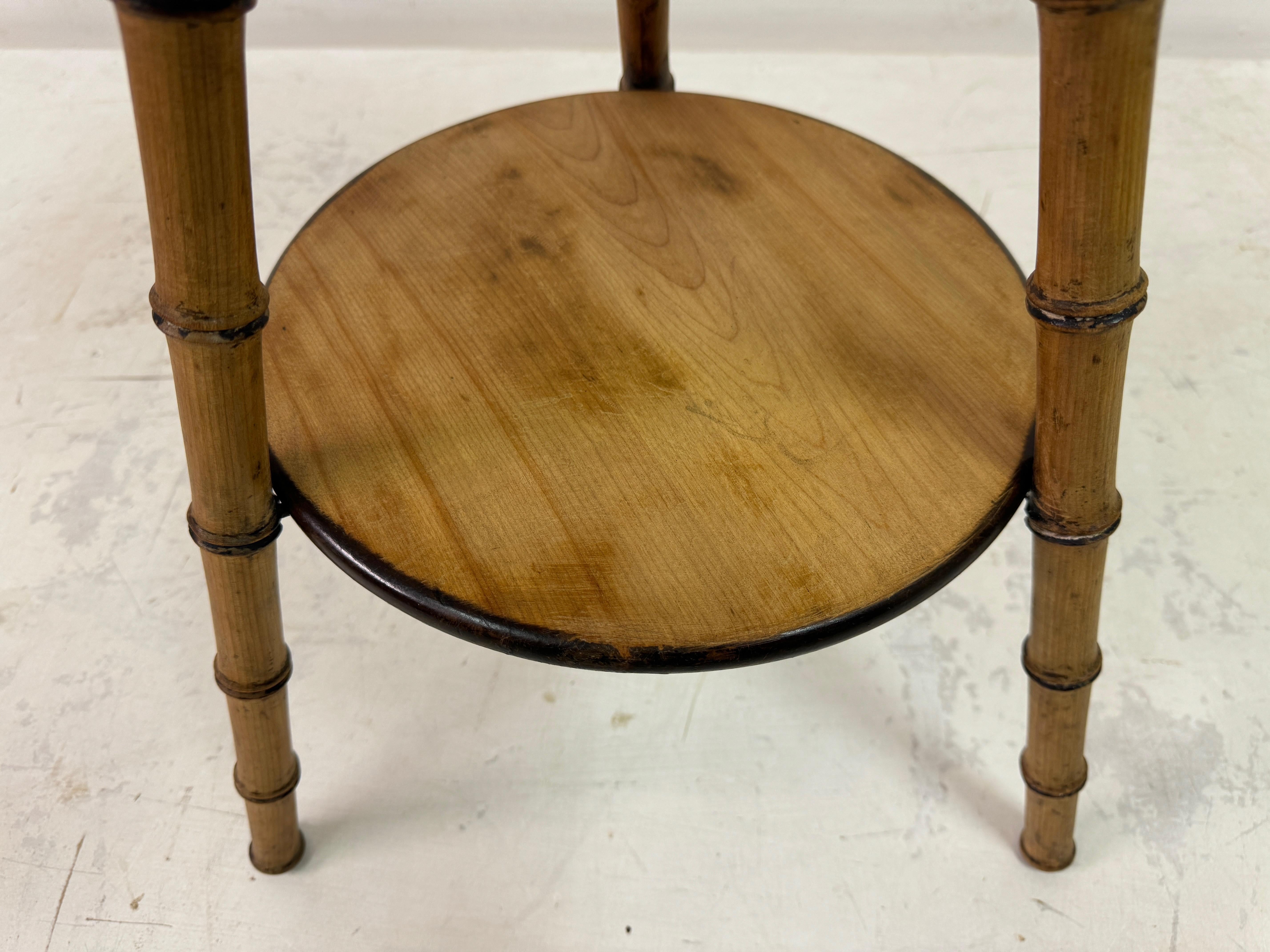 Antique Faux Bamboo Two Tier Side Table In Good Condition In London, London
