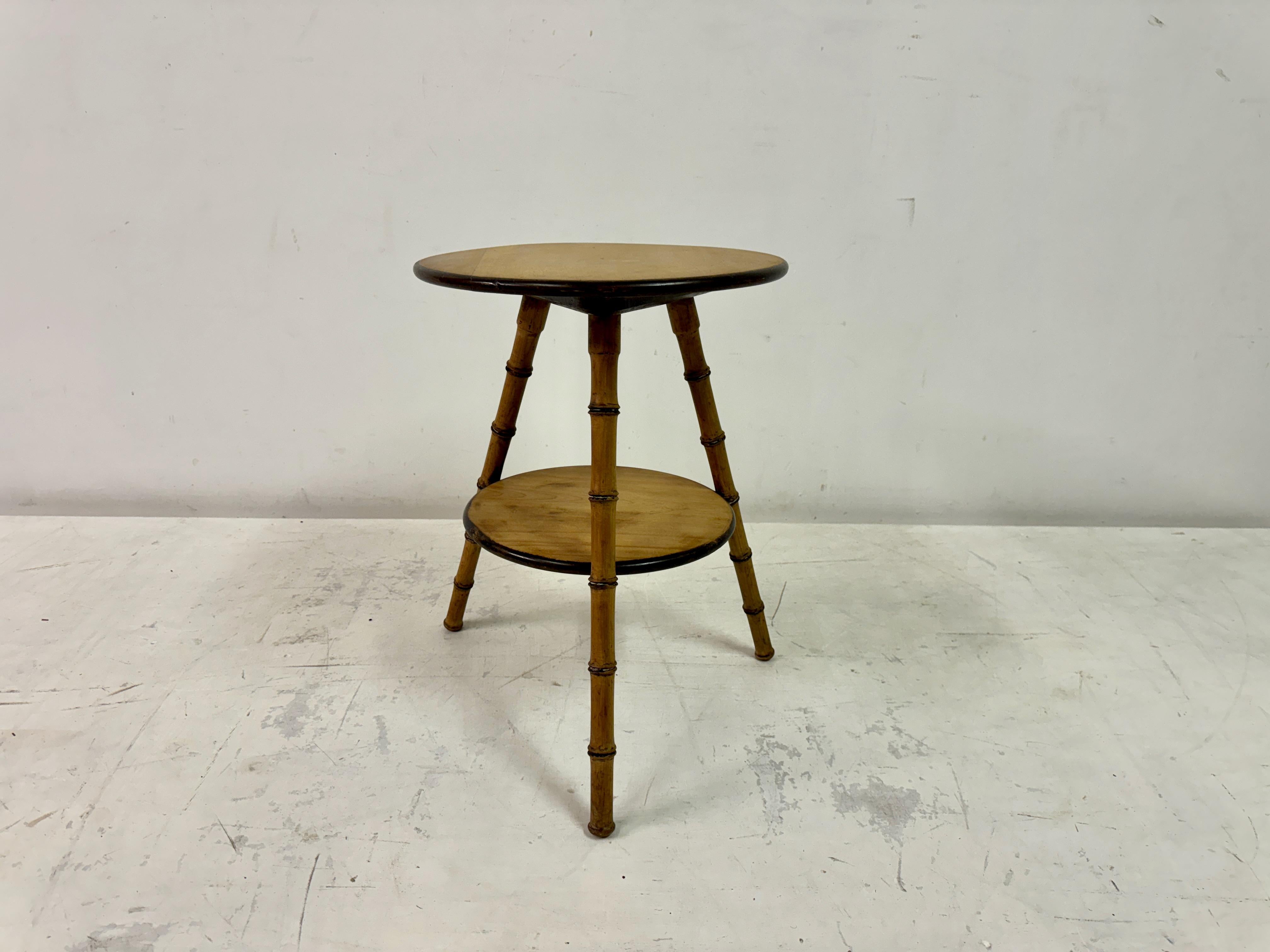 20th Century Antique Faux Bamboo Two Tier Side Table