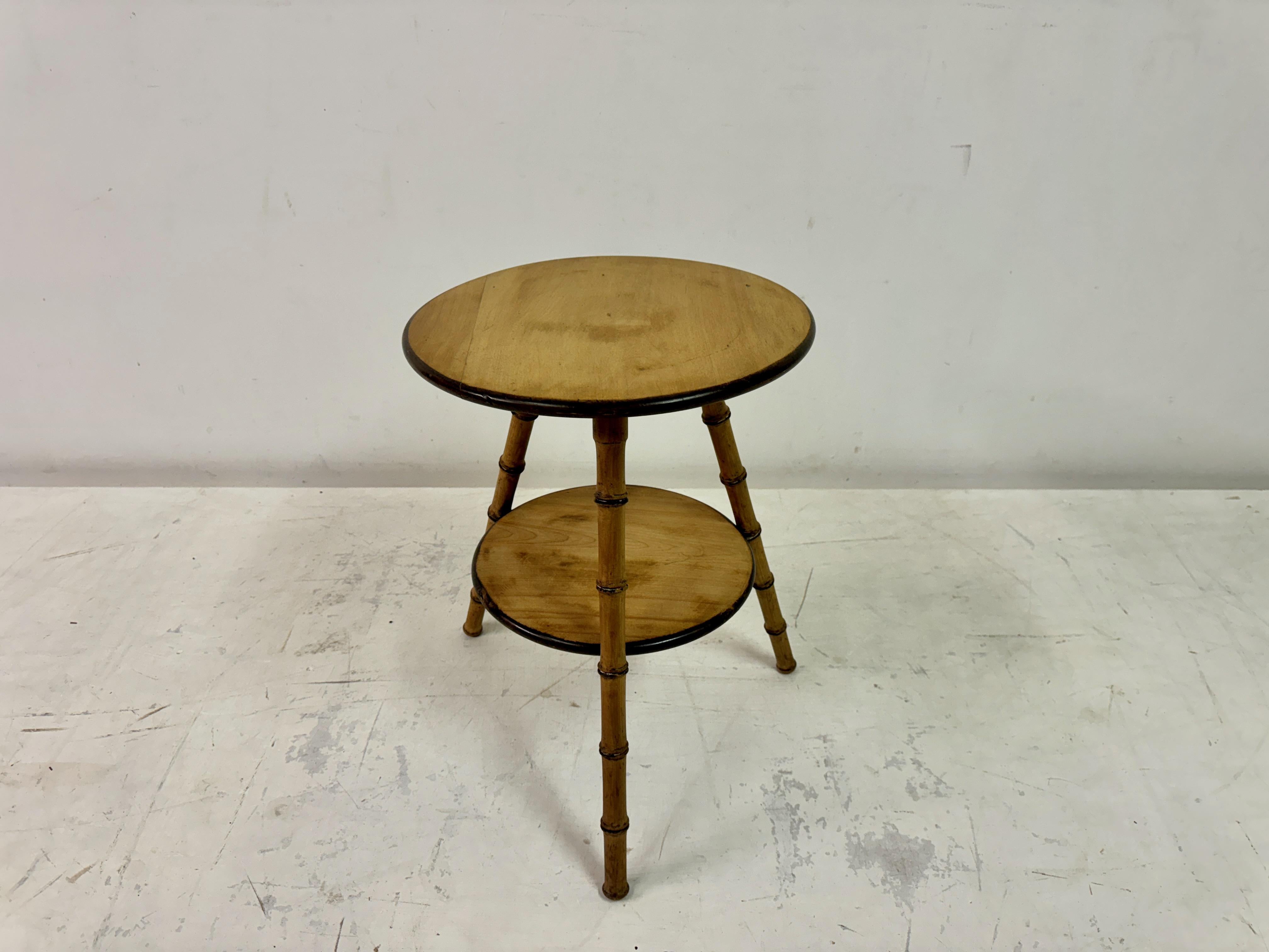 Antique Faux Bamboo Two Tier Side Table 1