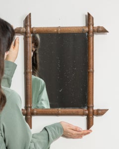 Antique Faux Bamboo Wall Mirror, French Provincial, 1900s