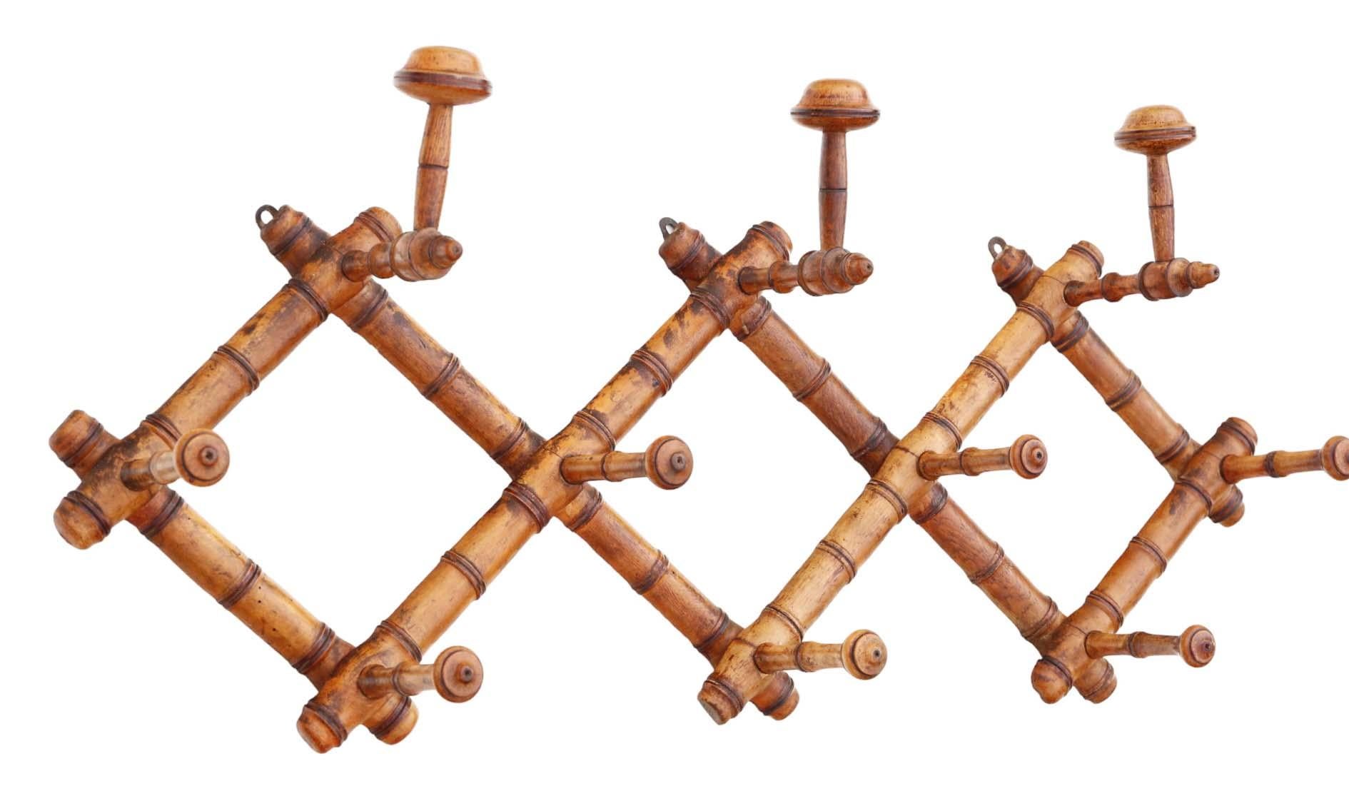 Victorian Antique Faux Bamboo Wall Mounted Hall Coat / Hat Stand C1900