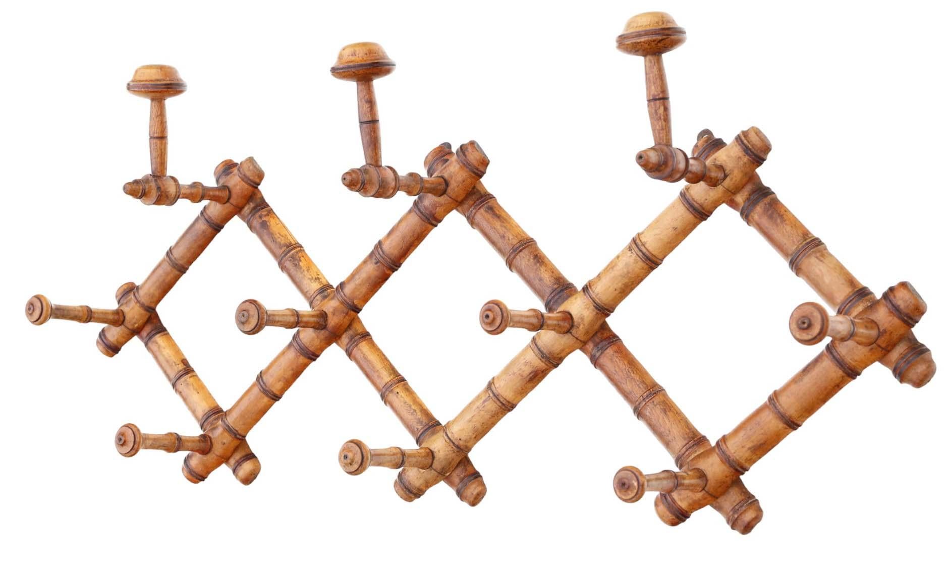 Antique Faux Bamboo Wall Mounted Hall Coat / Hat Stand C1900 In Good Condition In Wisbech, Cambridgeshire
