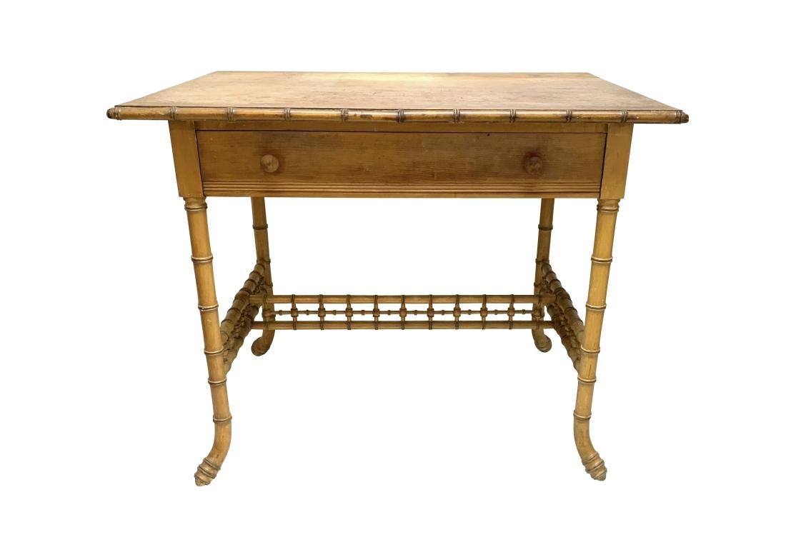 Antique Faux Bamboo Writing Desk For Sale 9