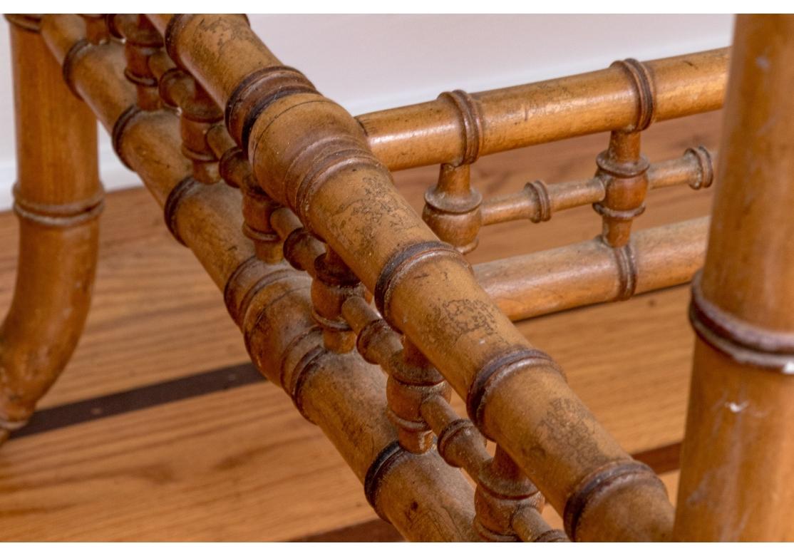 Antique Faux Bamboo Writing Desk In Distressed Condition For Sale In Bridgeport, CT