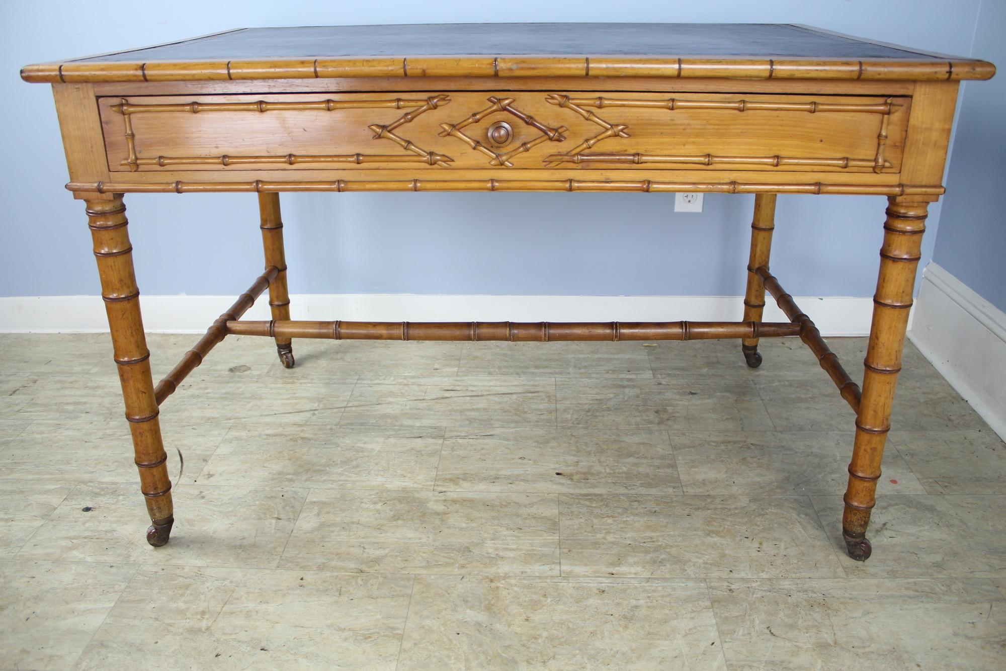 French Antique Faux Bamboo Writing Table or Desk