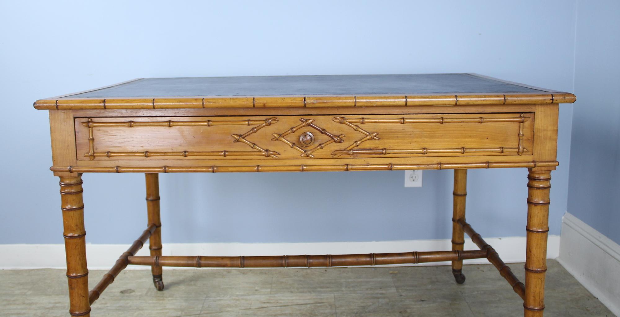 Antique Faux Bamboo Writing Table or Desk In Good Condition In Port Chester, NY