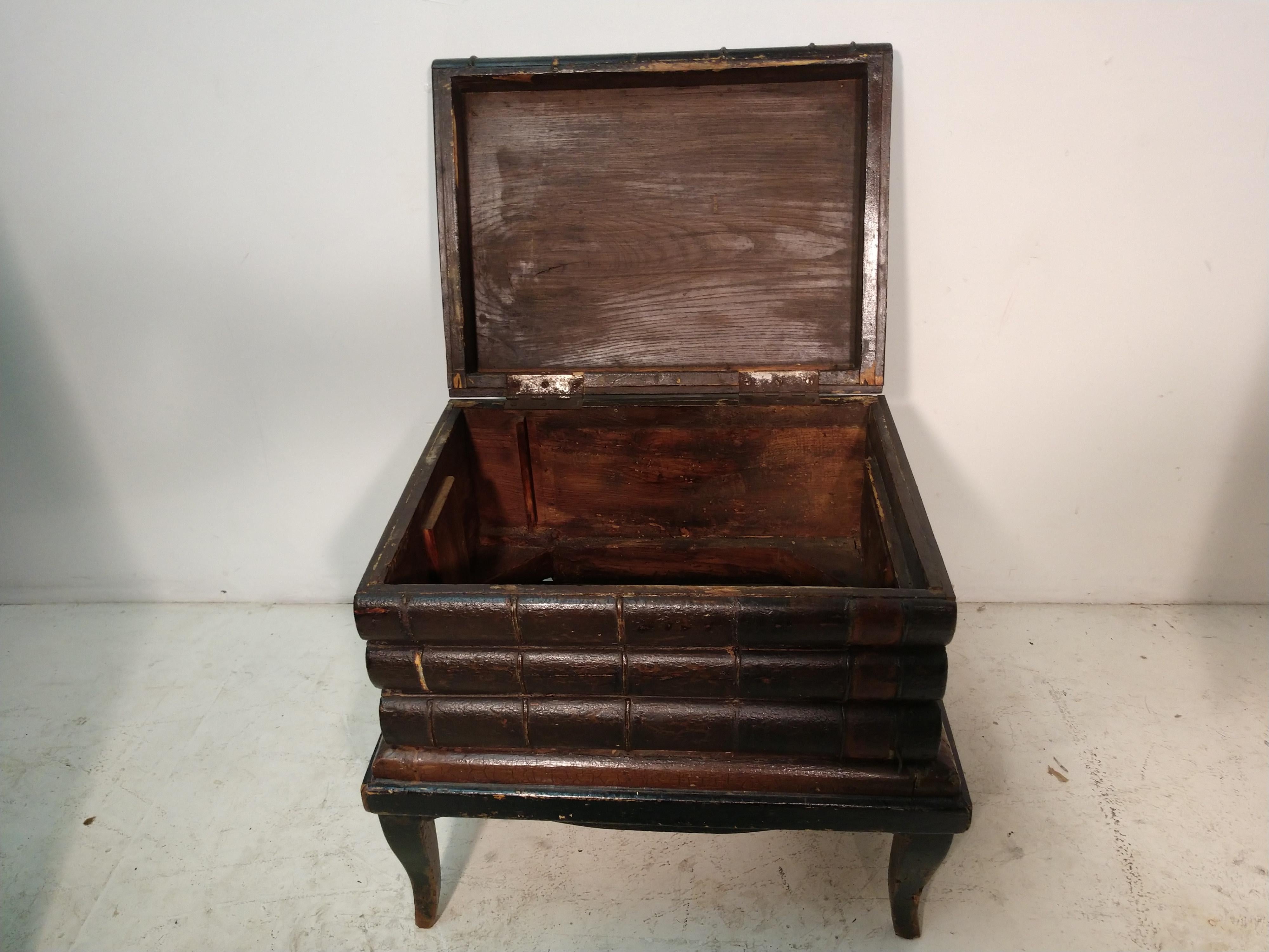 Late 19th Century Antique Late 19thC Faux Stacked Book End Table with Storage France