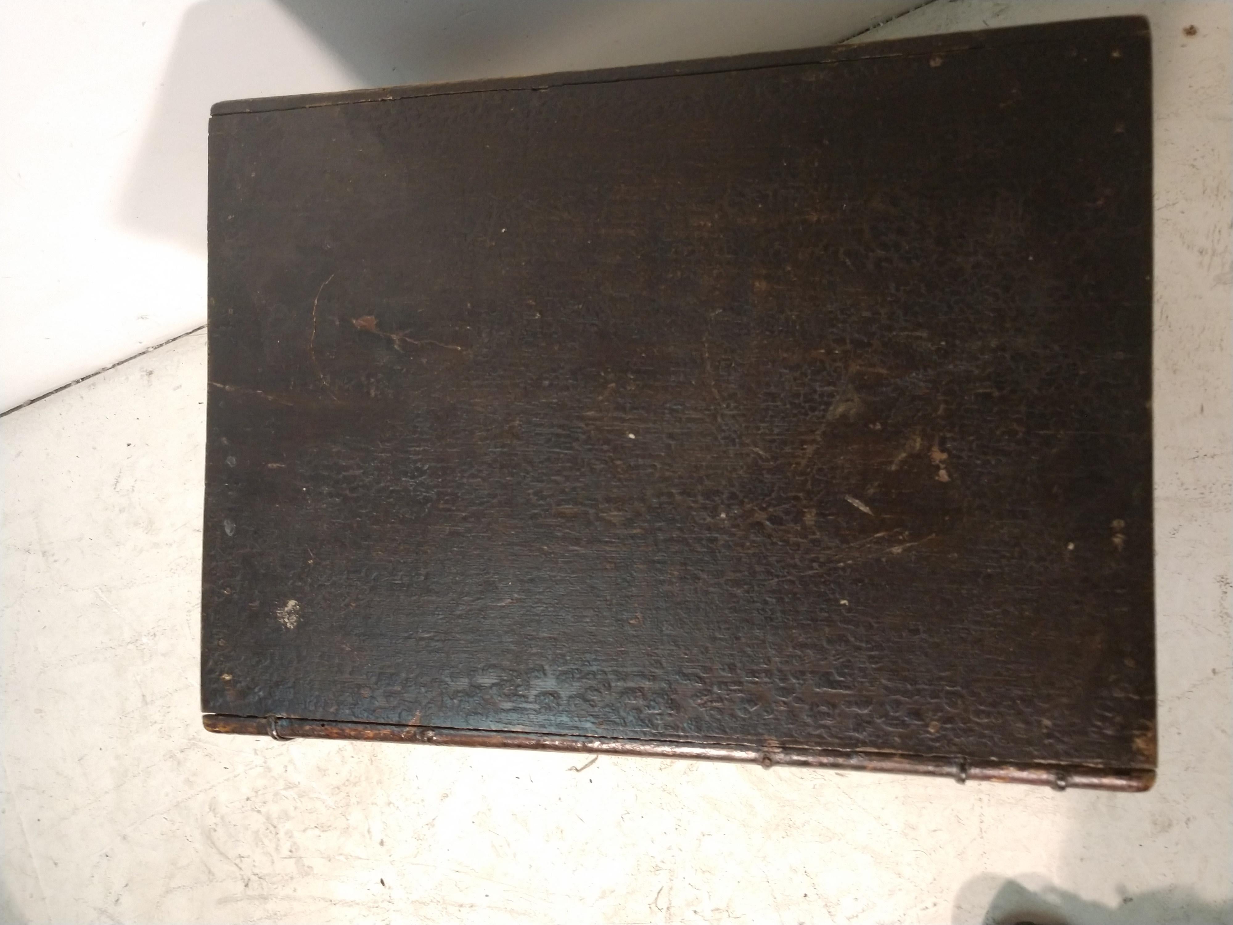 Beautiful handmade faux book stack end table. Hand dovetailed case with all early woodworking techniques. Hinged for easy access and storage. Beautiful patina to the painted surface. Leather. Cabriole legs.